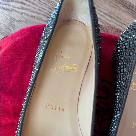 Christian Louboutin Black Strass Leather Gozul Ballet Flats 35 Swarovski gems - Picture 10 of 13